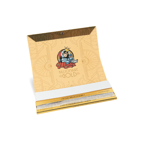 X1 Pack Monkey King Rolling Papers & Tips: Billionaire Gold XL - Extra Long